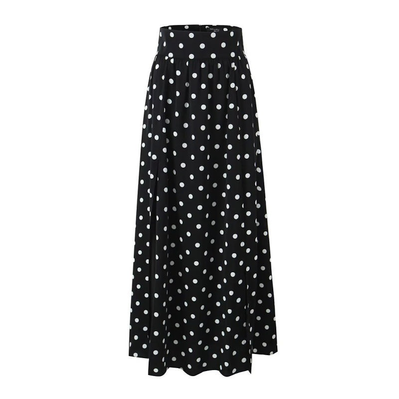 Sexy Polka Dot Split Top Mid-length Dress Set