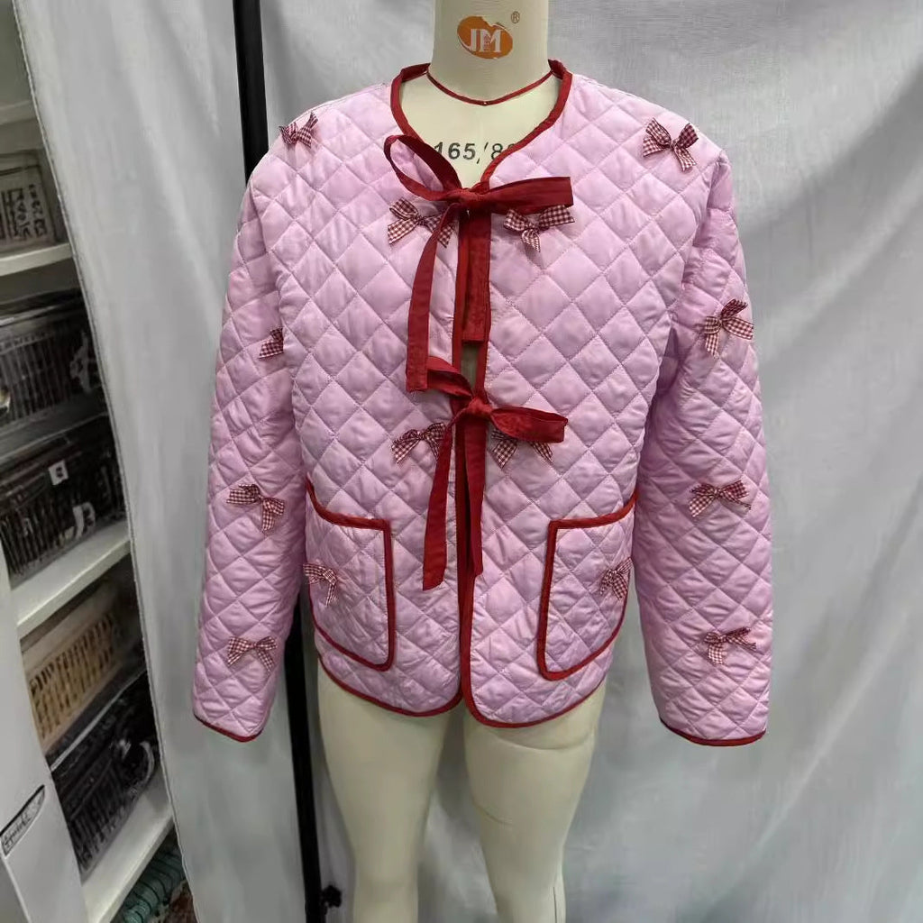 Women's Bow Embroidered Quilted Jacket