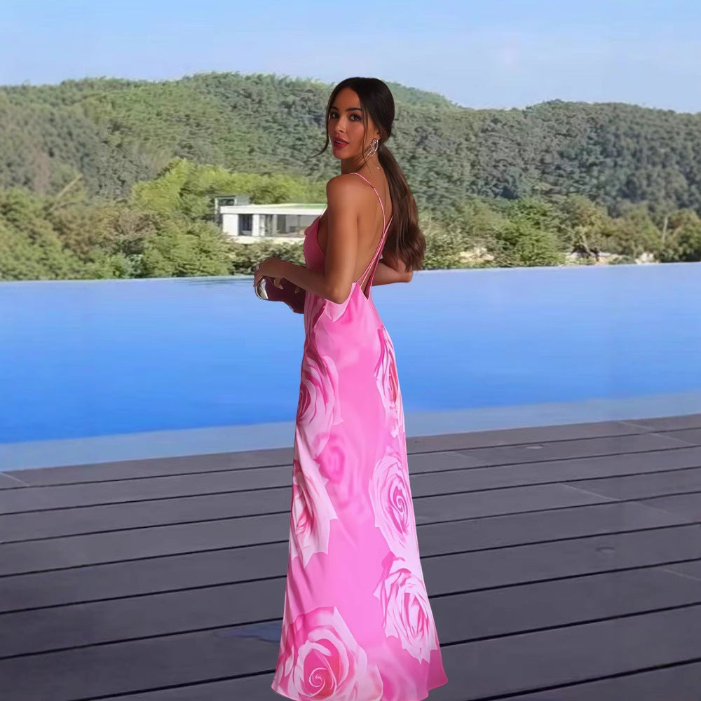 Sexy Vacation Style Backless Lace Up Dress