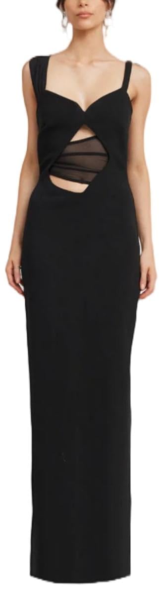 Sexy Cut Out Maxi Dress for Women Spaghetti Strap Backless Bodycon Dress Y2k Hollow Sleeveless Long Dress