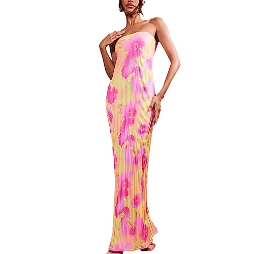 Women Sexy Floral Bodycon Maxi Dress Elegant Dress Sleeveless Summer Long Dress Cocktail Party Dress