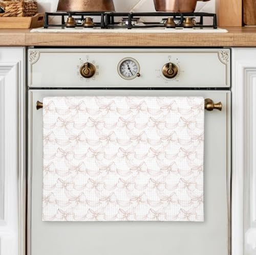 Girly Pink Bow Coquette Preppy Towel, 16x24 Inch