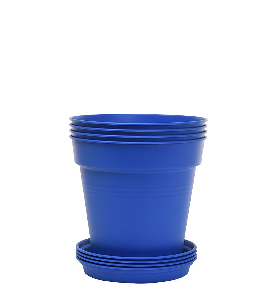 Home Garden Pots 4pk - Flowers, Herbs, Plants, Indoor, Outdoor, Colorful, 13cm Diameter (5in))