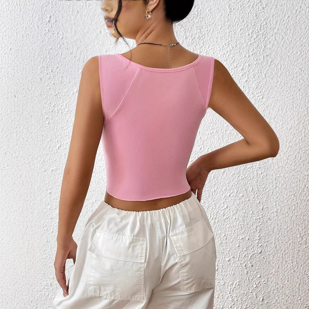 Women's Solid Color Summer Camisole With Slit Hem Top