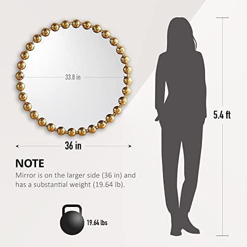 Metal Spherical Frame Round Mirror 36" Diameter