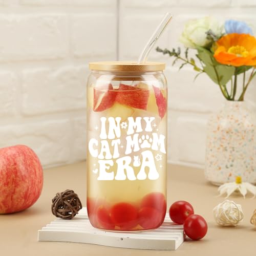 Cherry Bow Cup, Birthday Gifts for Women, Girly Gifts for Her, Sister, Mom, Colleague - 16 OZ Glass Tumbler with Straw & Lid, Coquette Iced Cup