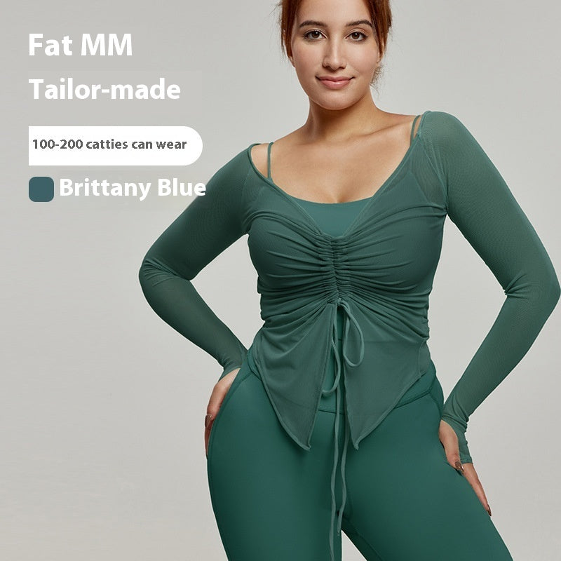 Plus Size Yoga Wear Blouse Long Sleeve Fat Top