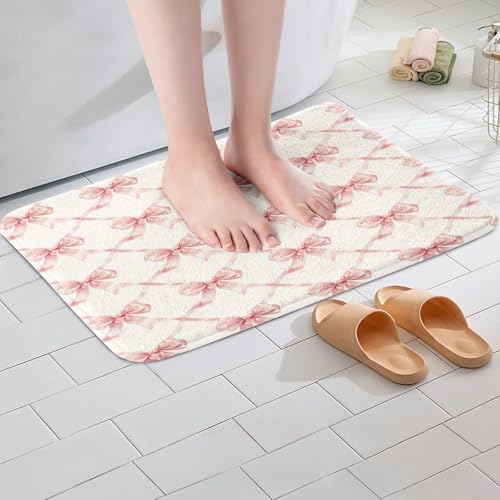 Kawaii Ribbon Bow 20"X32" Bath Mat Non Slip