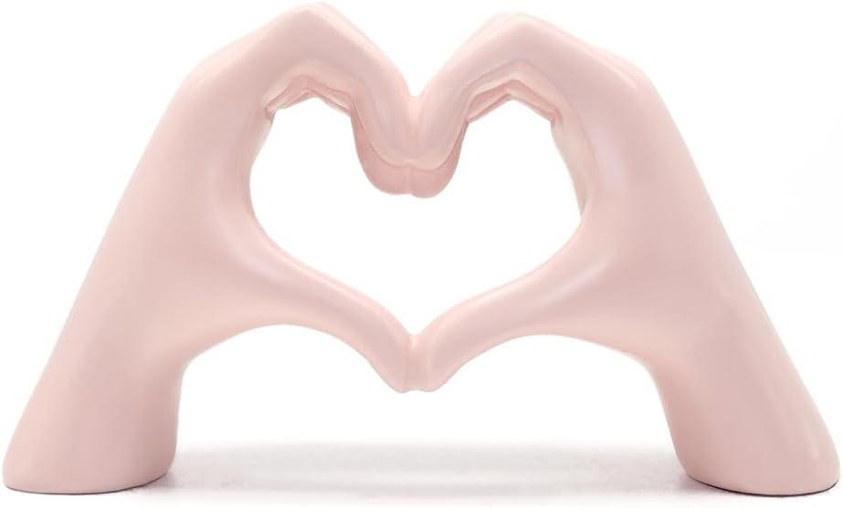 Pink Heart Hand Sculpture â€?Cute Finger Heart Statue for Girl's Bedroom Decor & Gift