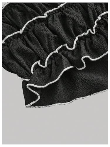 Women's Bow Tie Cami Tops Ruffle Spaghetti Strap Contrast Trim Asymmetrical Camisole Tank