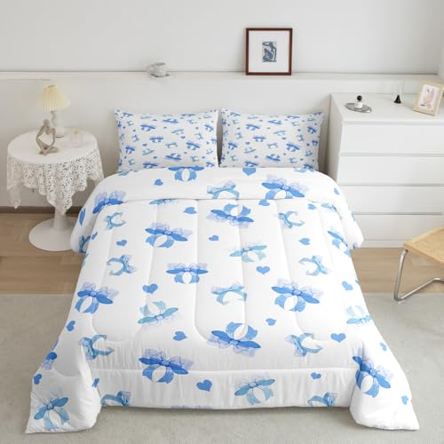 Cartoon Bowknot Comforter Set Pink Bow Tie Butterfly Knot Princess Bedding Set Floral Bow Comforter