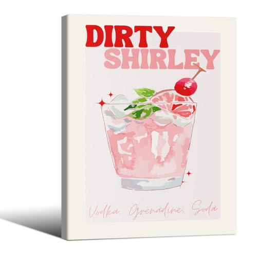 Cocktail Poster Alcohol Drink Wall Art Preppy Bar Cart Canvas Prints for Funky Bar Kitchen Wall Decor