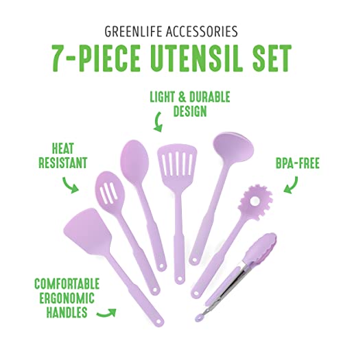 Cooking Tools and Utensils, 7 Piece Nylon Set including Spatulas Turner Spoons and Tongs, Dishwasher Safe