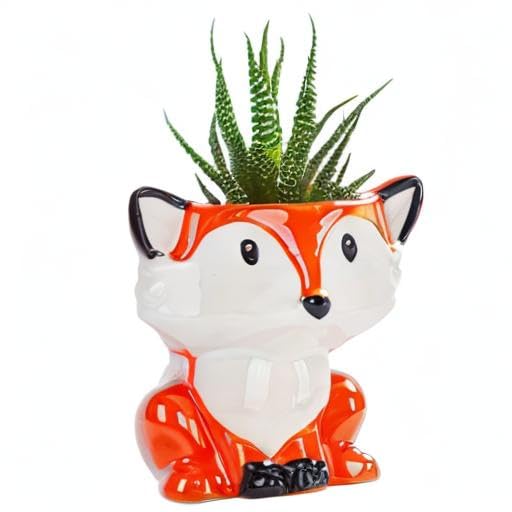 Cute Animal Ceramics Planter Small Succulent Pot Cartoon Shaped Plant Pot for Mini Plants Flower Cactus, Smooth Shiny Ceramic - Plants Not Included
