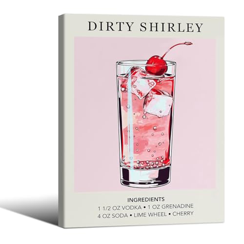 Cocktail Poster Alcohol Drink Wall Art Preppy Bar Cart Canvas Prints for Funky Bar Kitchen Wall Decor