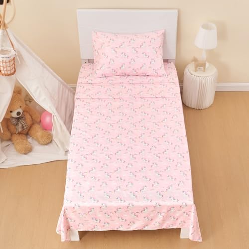 Printed Kids Sheet Set Twin Size, 3 Pcs Breathable & Silky Soft Microfiber - Kids Fitted Sheet,Kids Bed Sheets with 15" Deep Pocket