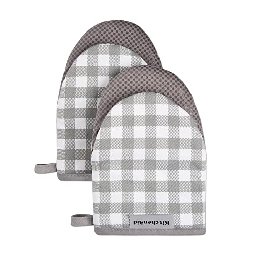 Gingham Mini Oven Mitt 2-Pack Set, Dried Rose, 5.5"x8"