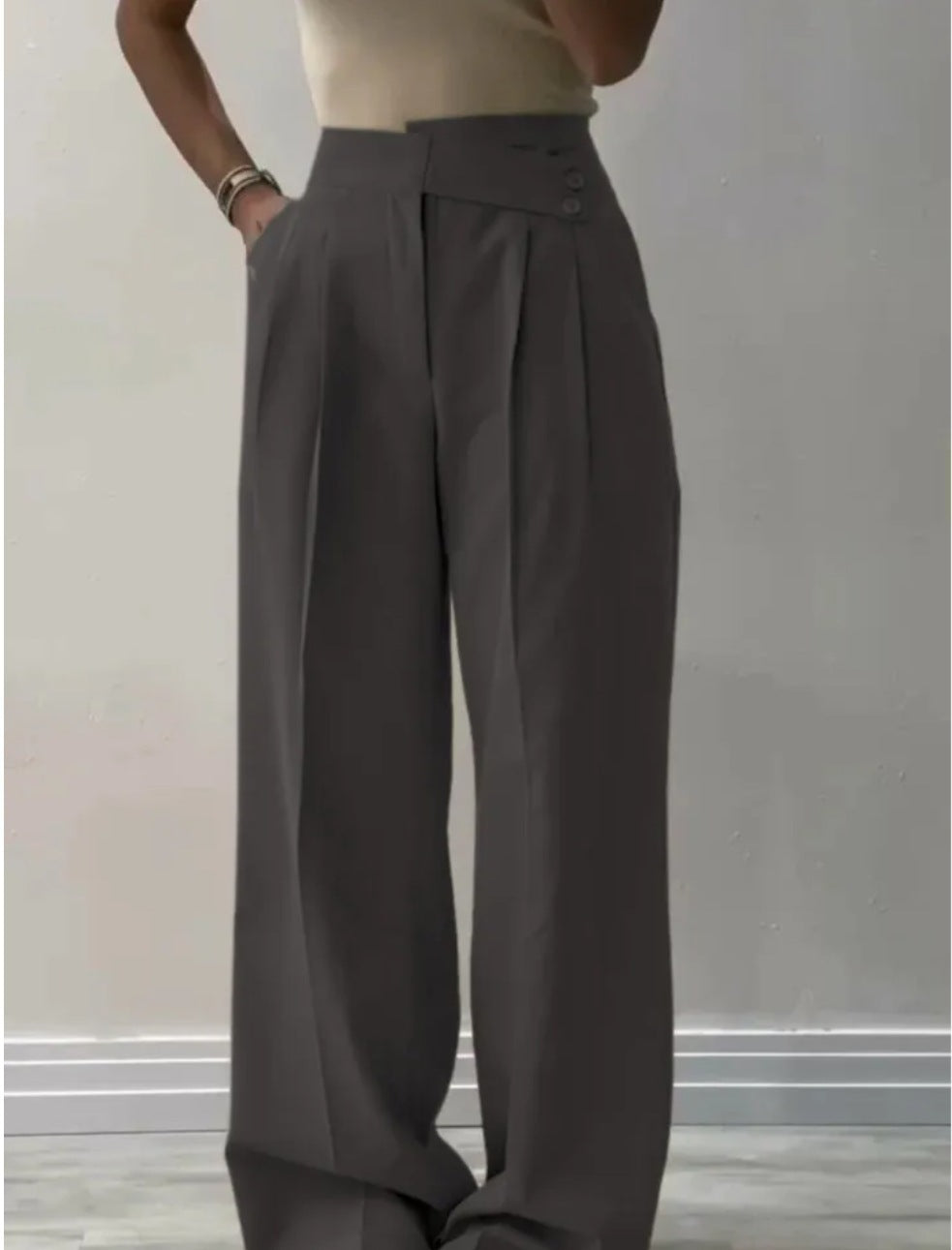 Women's Irregular Waist Wide Leg Pants Suit Pants