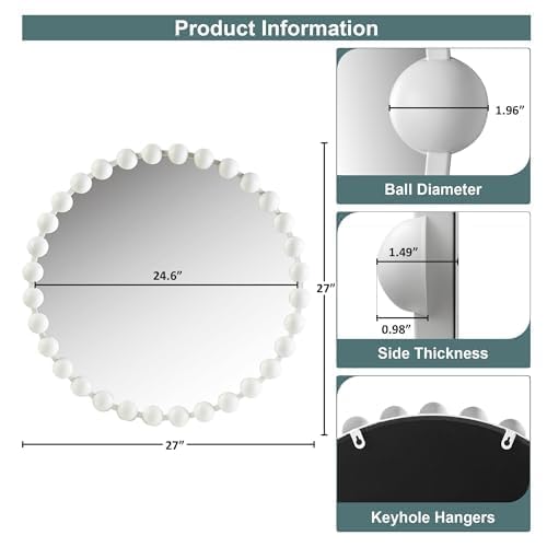 Metal Spherical Frame Round Mirror 36" Diameter