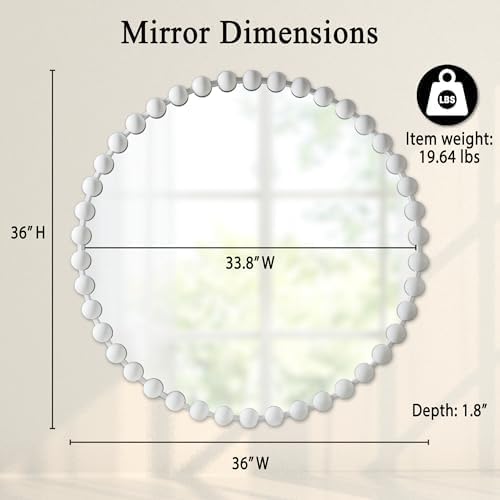 Metal Spherical Frame Round Mirror 36" Diameter
