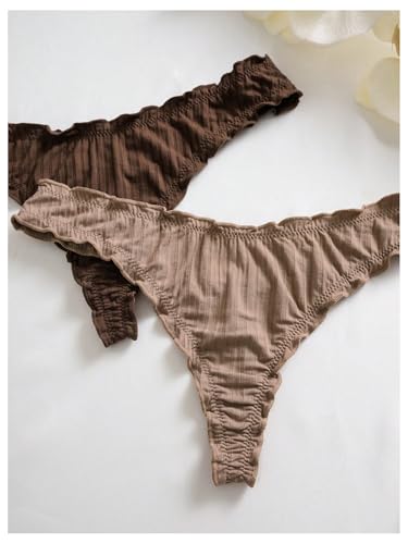 Women's 5 Pack Cute Underwear Ruffle Panties Low Rise Thong Set