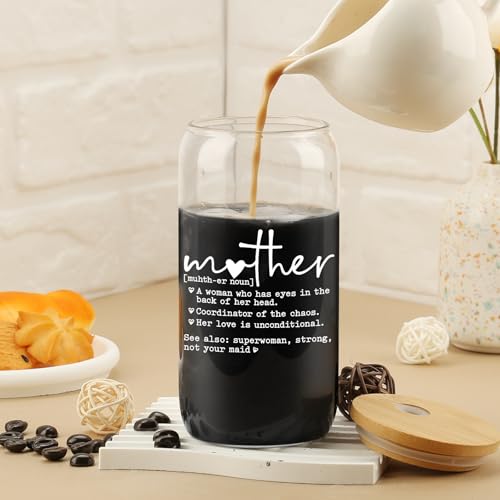 Cherry Bow Cup, Birthday Gifts for Women, Girly Gifts for Her, Sister, Mom, Colleague - 16 OZ Glass Tumbler with Straw & Lid, Coquette Iced Cup