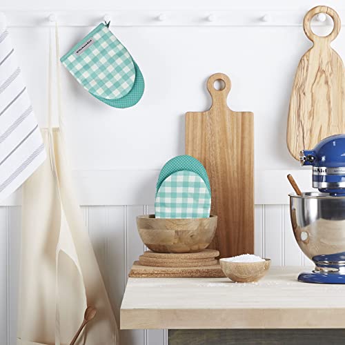 Gingham Mini Oven Mitt 2-Pack Set, Dried Rose, 5.5"x8"