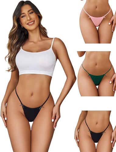 G String Thongs for Women Cheeky Breathable Underwear Sexy No Show Panties 3 Pack