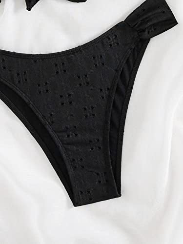 Women's 2 Piece Bathing Suit Ruffle Hem Bandeau Tie Front Bikini Set