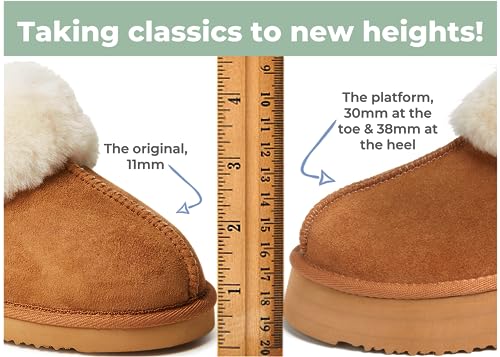 Women's Fireside Melton Genuine Shearling Shearling Platform Slippers Scuff