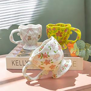 Handmade Kawaii Ceramic Mug with Pink Bow and Cute Bear â€?14 oz Novelty Cup
