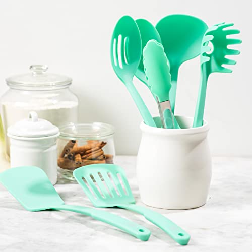 Cooking Tools and Utensils, 7 Piece Nylon Set including Spatulas Turner Spoons and Tongs, Dishwasher Safe