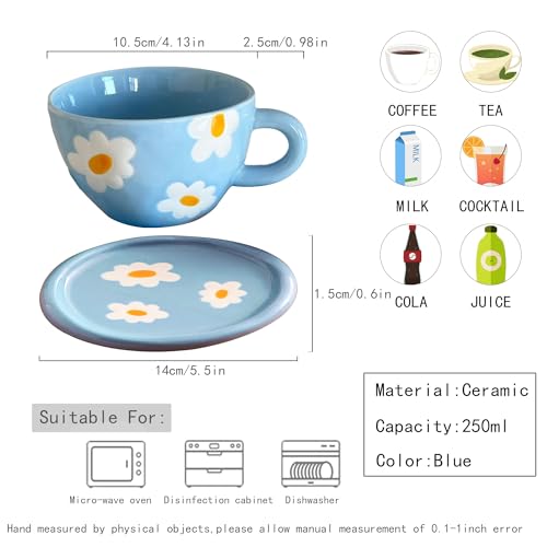 Coquette Bow Coffee Mug Personalized Set with Saucer Mug Porcelain Coffee Tea Cup 12oz