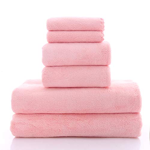 Ultra Soft Towel Set - Quick Drying - 2 Bath Towels 2 Hand Towels 2 Washcloths - Microfiber Coral Velvet Highly Absorbent Towel (6 Pcs)