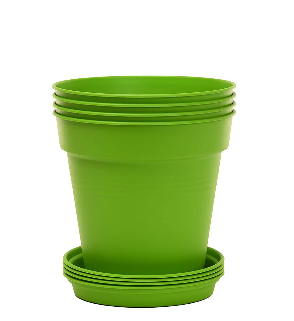 Home Garden Pots 4pk - Flowers, Herbs, Plants, Indoor, Outdoor, Colorful, 13cm Diameter (5in))