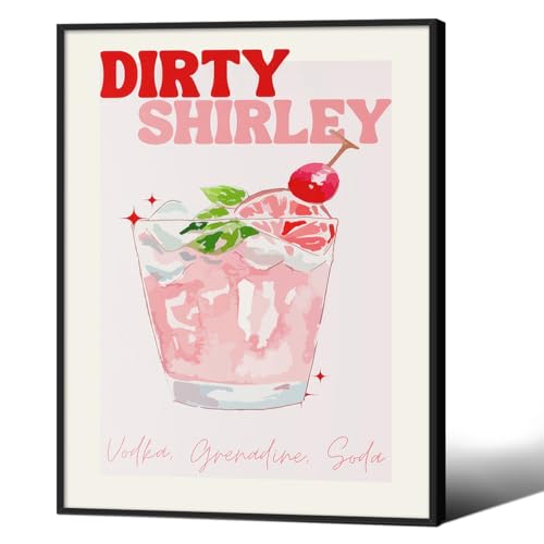 Cocktail Poster Alcohol Drink Wall Art Preppy Bar Cart Canvas Prints for Funky Bar Kitchen Wall Decor