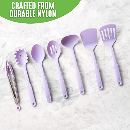 Cooking Tools and Utensils, 7 Piece Nylon Set including Spatulas Turner Spoons and Tongs, Dishwasher Safe
