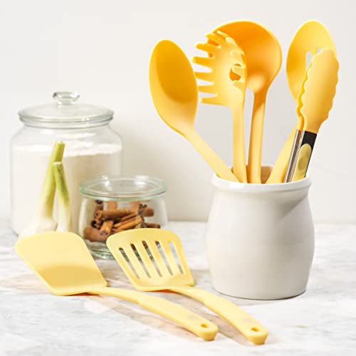 Cooking Tools and Utensils, 7 Piece Nylon Set including Spatulas Turner Spoons and Tongs, Dishwasher Safe