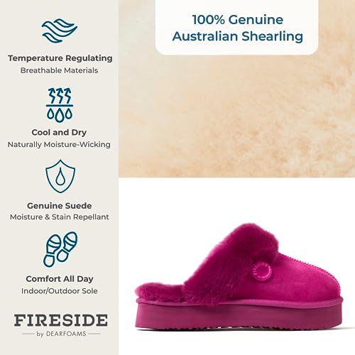 Women's Fireside Melton Genuine Shearling Shearling Platform Slippers Scuff