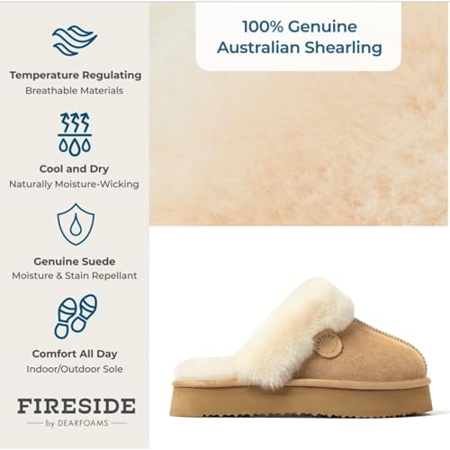 Women's Fireside Melton Genuine Shearling Shearling Platform Slippers Scuff
