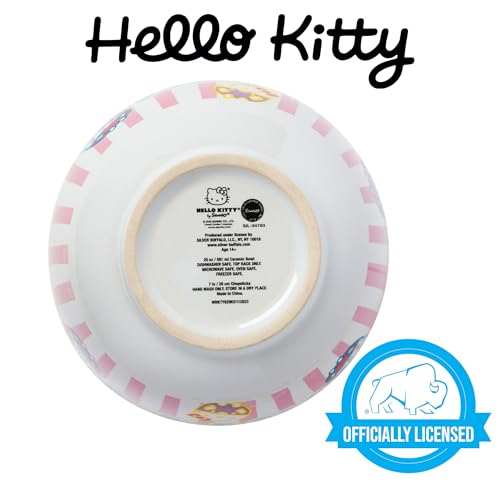 Ceramic Sanrio Hello Kitty Ramen Noodle Rice Bowl with Chopsticks, Microwave Safe