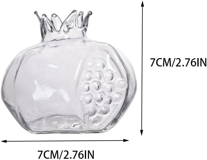 Pomegranate Shaped Glass Vase Handmade Fruit Shaped Flower Vase Mini Transparent Pomegranate Glass Vase Flower Bottle for Flowers Arrangement