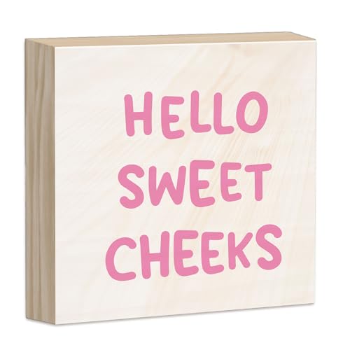 Hello Sweet Cheeks Bathroom Wood Block Signs