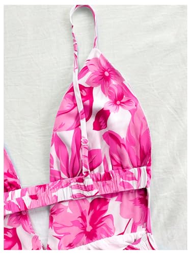 Women's Sleeveless Butterfly Print Cut Out V Neck Tiered Mini Cami Dresses