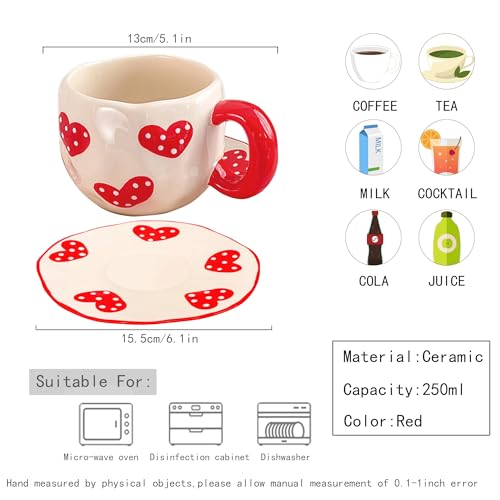 Coquette Bow Coffee Mug Personalized Set with Saucer Mug Porcelain Coffee Tea Cup 12oz