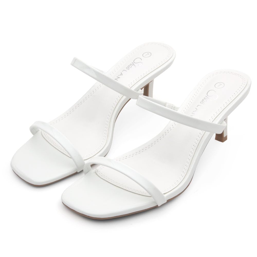 Women's Low Heels | Kitten Heel Sandals for Women | Open Toe Slip-On Slides | Two-Strap Heeled Mules