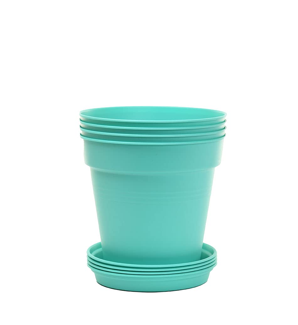 Home Garden Pots 4pk - Flowers, Herbs, Plants, Indoor, Outdoor, Colorful, 13cm Diameter (5in))