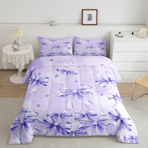 Cartoon Bowknot Comforter Set Pink Bow Tie Butterfly Knot Princess Bedding Set Floral Bow Comforter