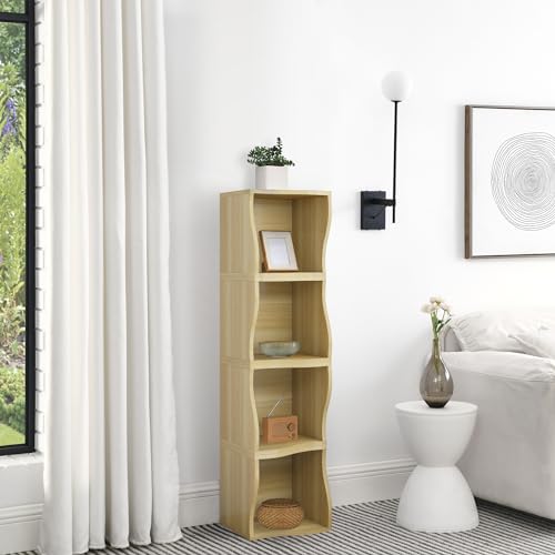 Double Layered Independent Storage Rack, Full Circular Color Blocking Bookshelf, Suitable for Home, Office, Living Room, (11.81x24.41x12.4)