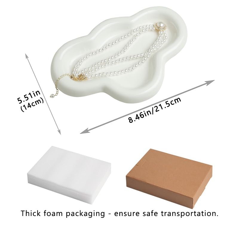 Cloud Trinket Dish, Chubby Jewelry Tray, Ceramic Jewelry Ring Trinket Dish for Rings Earrings Necklace Organizer